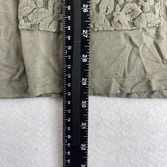 LOGO Lori Goldstein Womens 1X Khaki Green Lace Pockets Shirt Long Sleeves - Picture 5 of 10